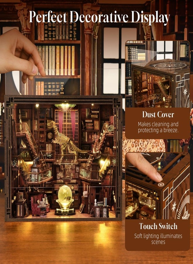 MiniCity مجموعة ركن الكتب MiniCity DIY للبالغين، فاصل كتب خشبي ثلاثي الأبعاد مع إضاءة LED وغطاء واقٍ من الغبار (Beyond Library Max) - Image 4